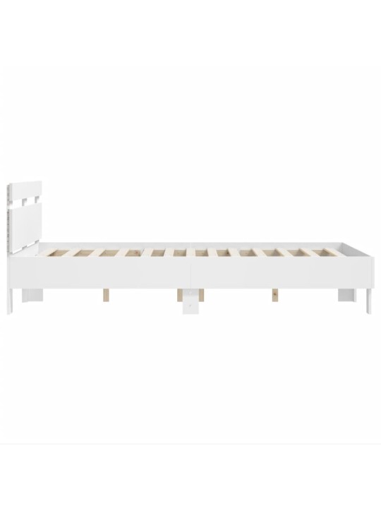 Gultas rāmis ar galvgali un led, balts, 120x200 cm