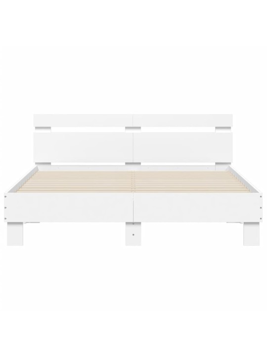 Gultas rāmis ar galvgali un LED, balts, 140x190 cm