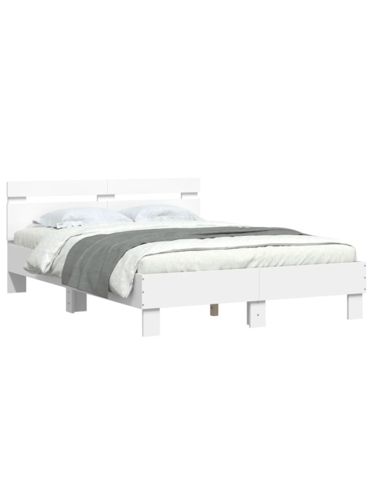 Gultas rāmis ar galvgali un led, balts, 120x190 cm