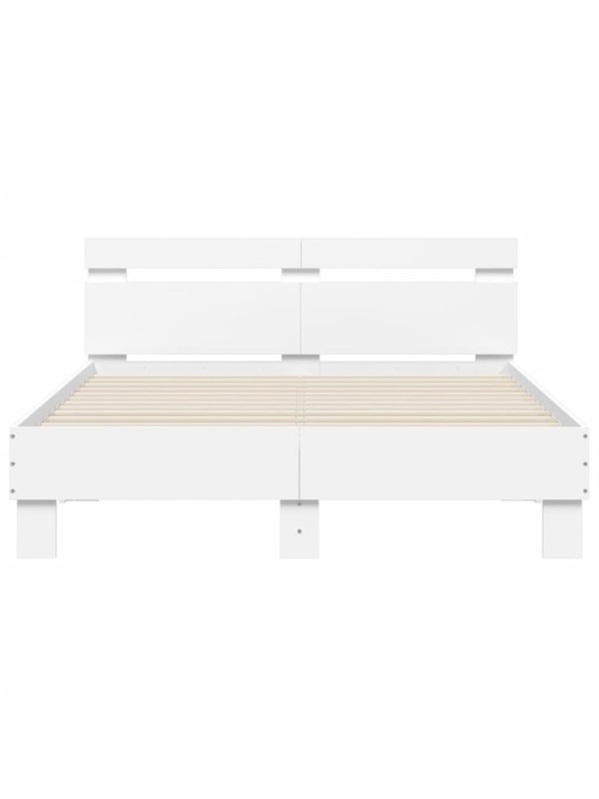 Gultas rāmis ar galvgali un led, balts, 120x190 cm
