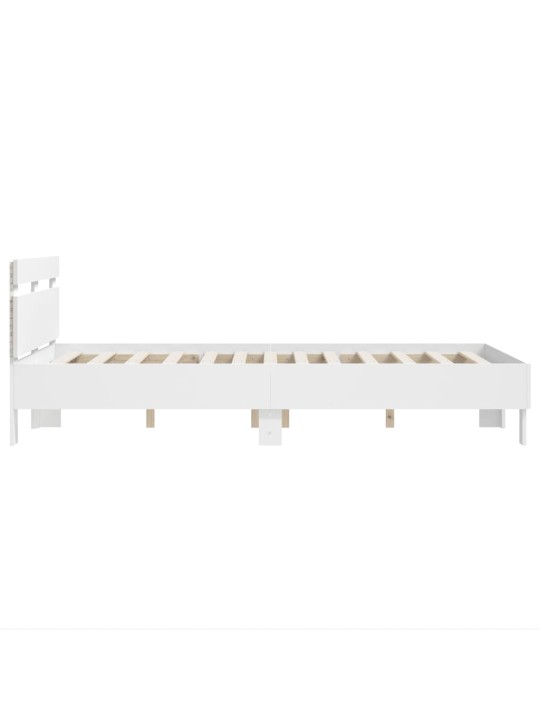 Gultas rāmis ar galvgali un led, balts, 120x190 cm