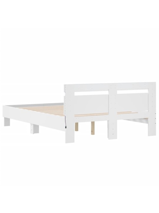 Gultas rāmis ar galvgali un led, balts, 120x190 cm