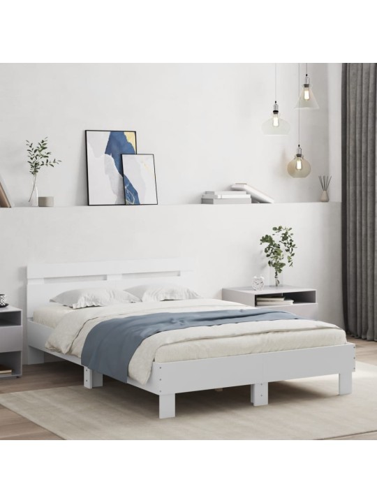 Gultas rāmis ar galvgali un led, balts, 120x190 cm