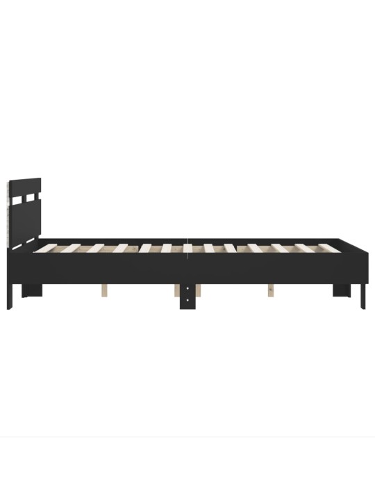 Gultas rāmis ar galvgali un LED, melns, 120x190 cm