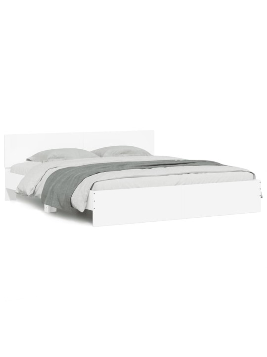 Gultas rāmis ar galvgali un led, balts, 200x200 cm