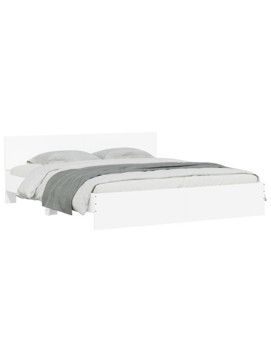 Gultas rāmis ar galvgali un led, balts, 200x200 cm