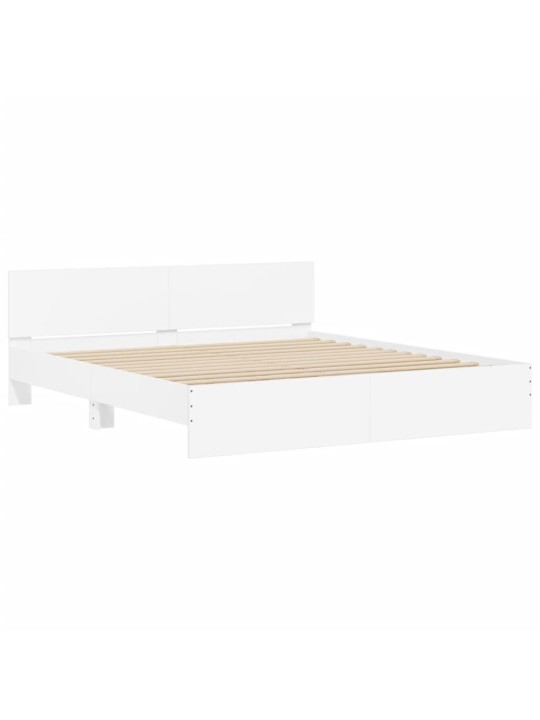 Gultas rāmis ar galvgali un led, balts, 200x200 cm