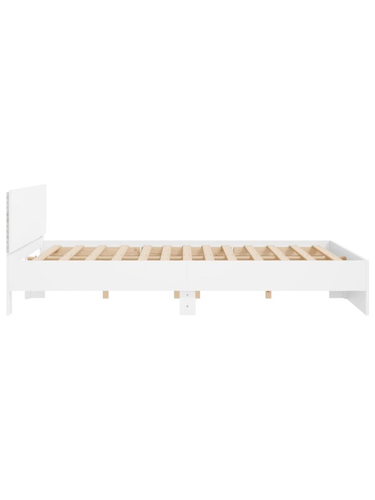 Gultas rāmis ar galvgali un led, balts, 200x200 cm