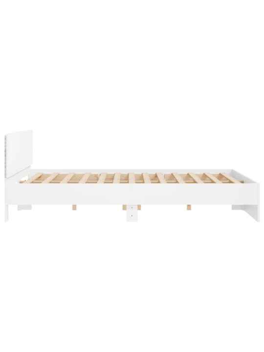 Gultas rāmis ar galvgali un led, balts, 180x200 cm
