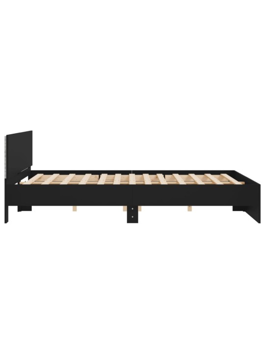 Gultas rāmis ar galvgali un LED, melns, 180x200 cm
