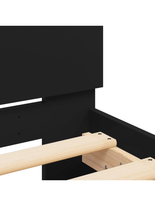 Gultas rāmis ar galvgali un LED, melns, 180x200 cm