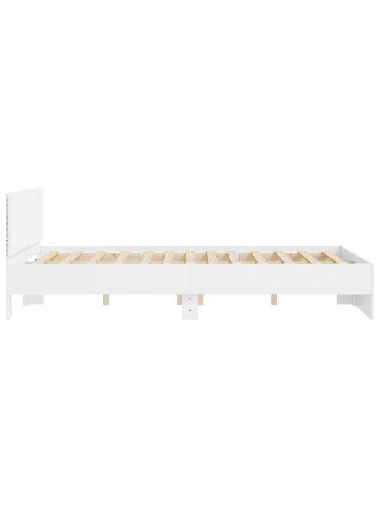 Gultas rāmis ar galvgali un led, balts, 160x200 cm