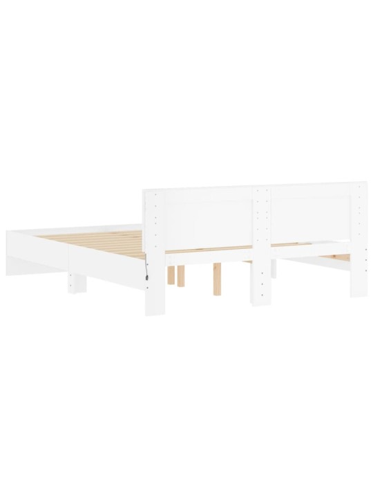 Gultas rāmis ar galvgali un led, balts, 160x200 cm