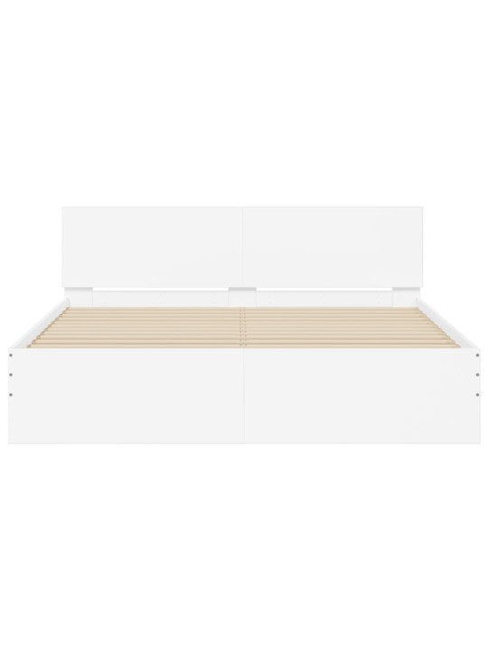 Gultas rāmis ar galvgali un LED, balts, 150x200 cm