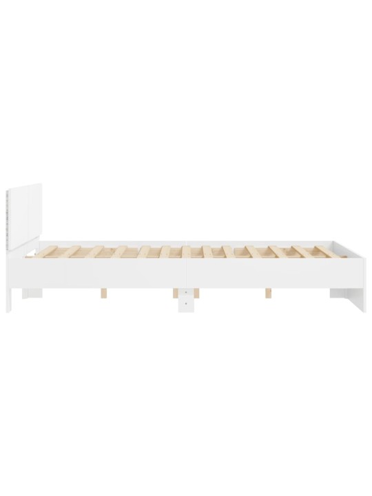 Gultas rāmis ar galvgali un LED, balts, 150x200 cm