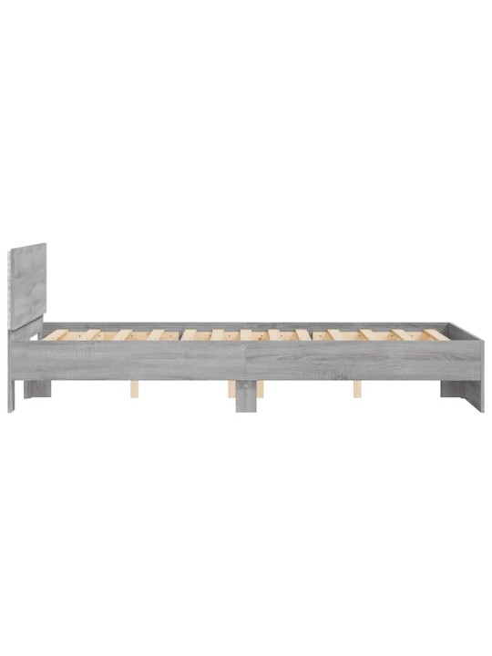 Gultas rāmis ar galvgali un led, pelēka ozola krāsa, 140x190 cm
