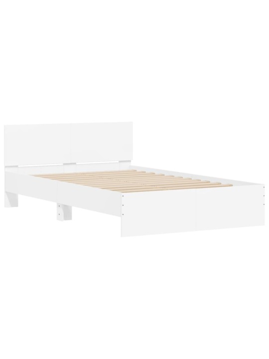 Gultas rāmis ar galvgali un led, balts, 135x190 cm