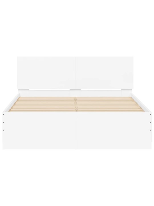 Gultas rāmis ar galvgali un led, balts, 135x190 cm