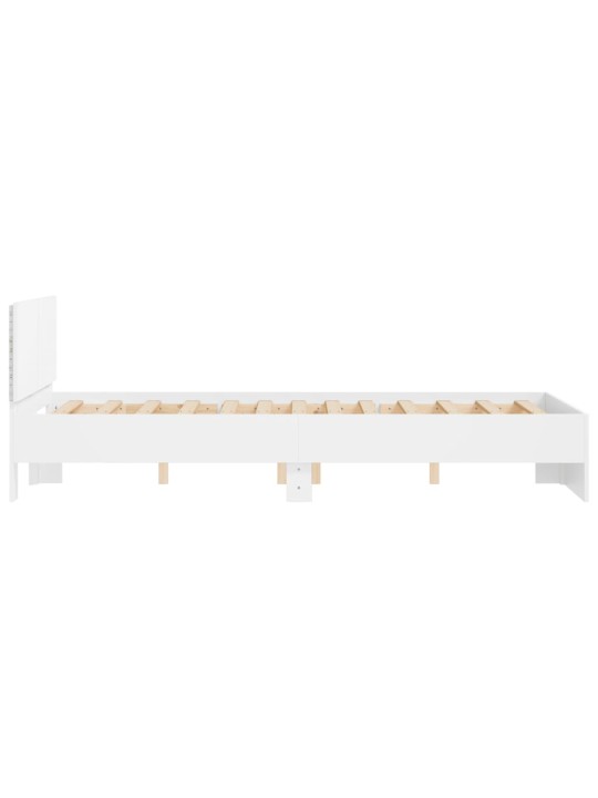 Gultas rāmis ar galvgali un led, balts, 135x190 cm