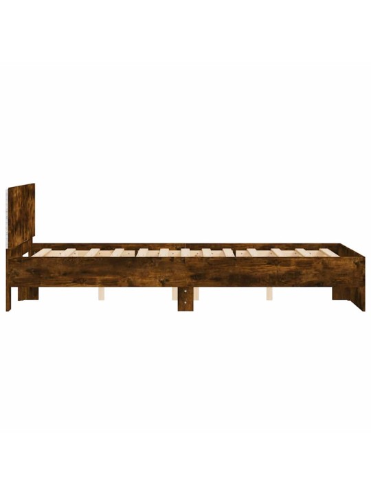 Gultas rāmis ar galvgali un led, koka krāsa, 135x190 cm