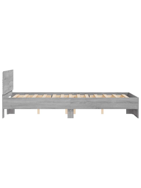 Gultas rāmis ar galvgali un led, pelēka ozola, 135x190 cm