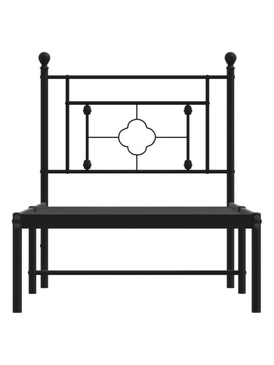 Gultas rāmis ar galvgali, melns metāls, 75x190 cm