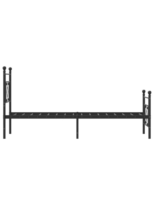 Gultas rāmis ar galvgali un kājgali, melns metāls, 75x190 cm