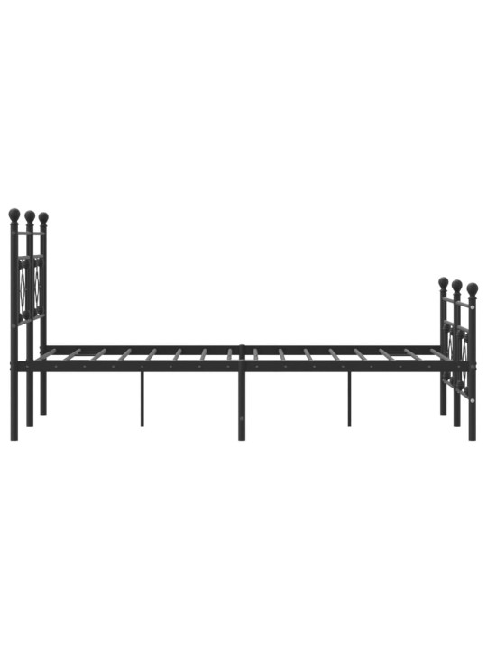 Gultas rāmis ar galvgali un kājgali, melns metāls, 135x190 cm