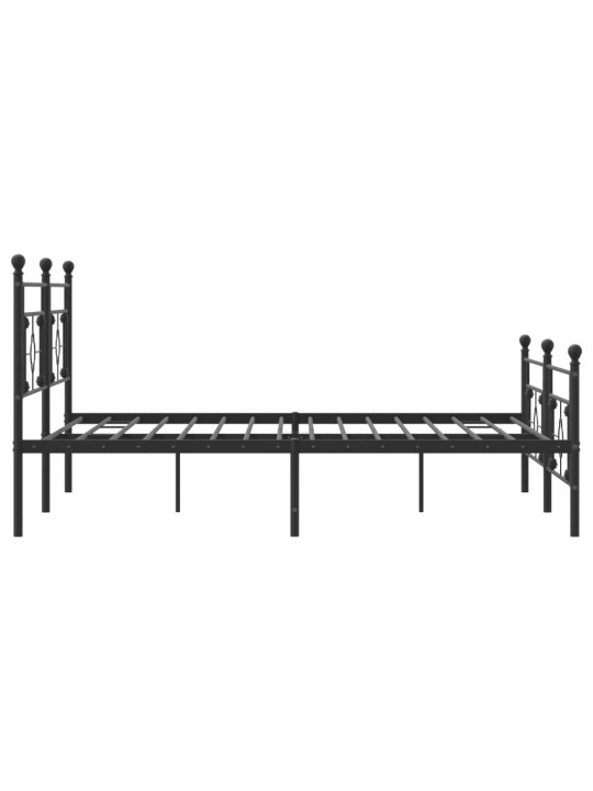 Gultas rāmis ar galvgali un kājgali, melns metāls, 200x200 cm