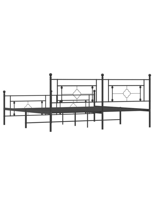 Gultas rāmis ar galvgali un kājgali, melns metāls, 200x200 cm