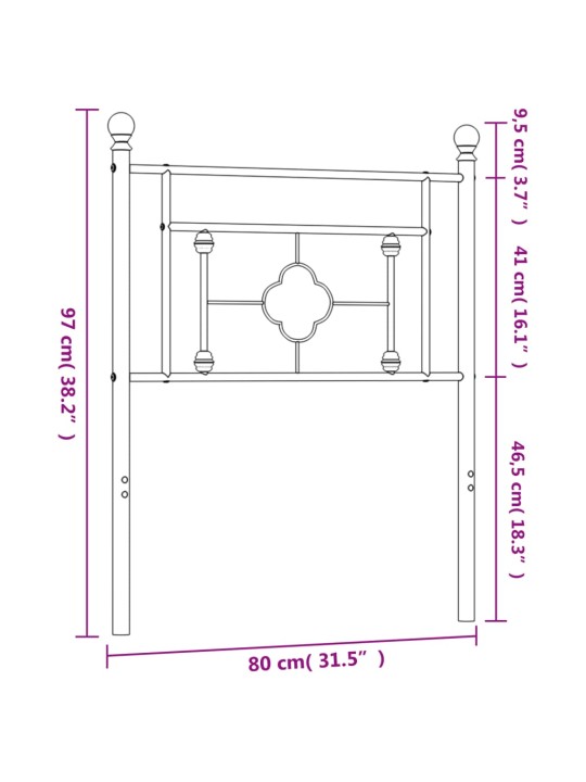 Gultas galvgalis, metāls, melns, 75 cm