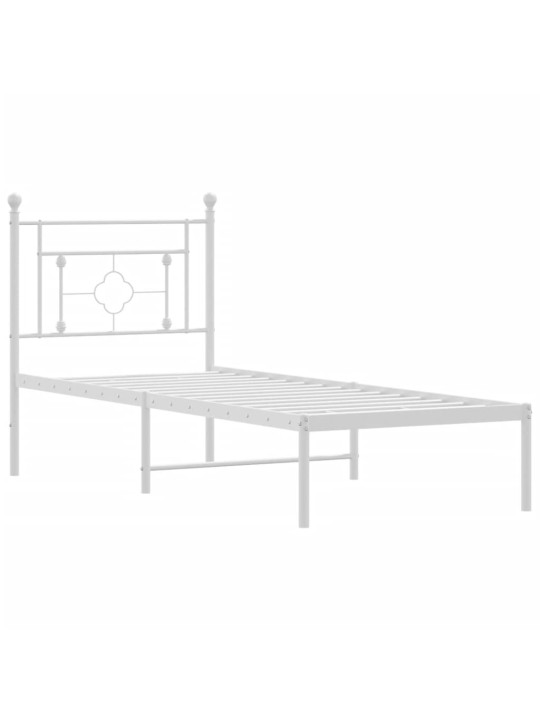 Gultas rāmis ar galvgali, balts metāls, 75x190 cm