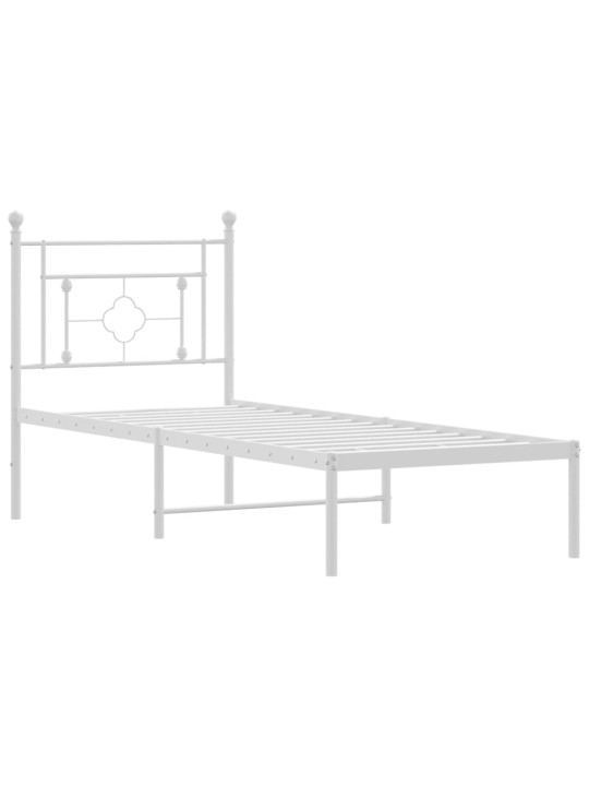 Gultas rāmis ar galvgali, balts metāls, 80x200 cm