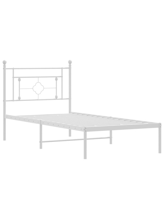 Gultas rāmis ar galvgali, balts metāls, 90x200 cm