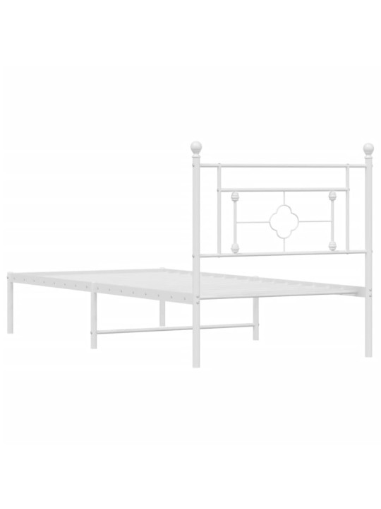 Gultas rāmis ar galvgali, balts metāls, 90x200 cm