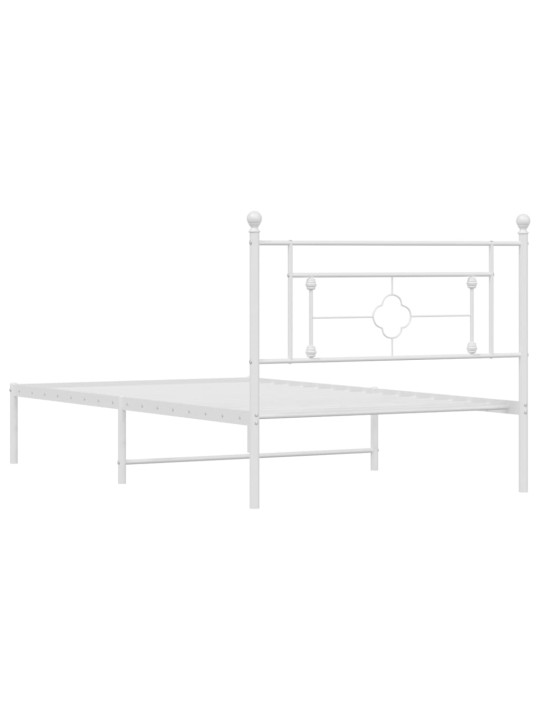 Gultas rāmis ar galvgali, balts metāls, 107x203 cm