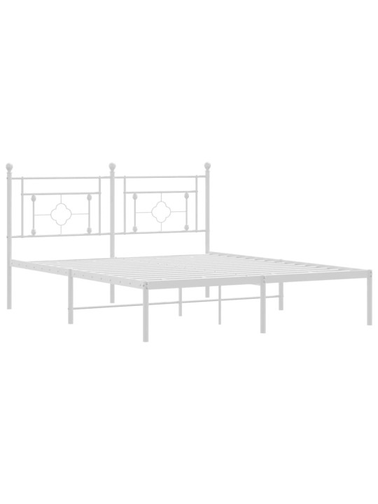 Gultas rāmis ar galvgali, balts metāls, 150x200 cm