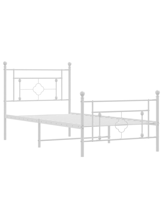 Gultas rāmis ar galvgali un kājgali, balts metāls, 100x200 cm