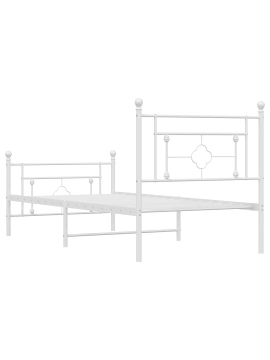 Gultas rāmis ar galvgali un kājgali, balts metāls, 100x200 cm
