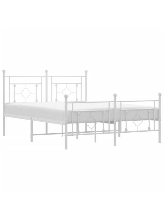 Gultas rāmis ar galvgali un kājgali, balts metāls, 135x290 cm