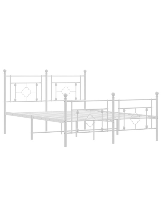 Gultas rāmis ar galvgali un kājgali, balts metāls, 135x290 cm
