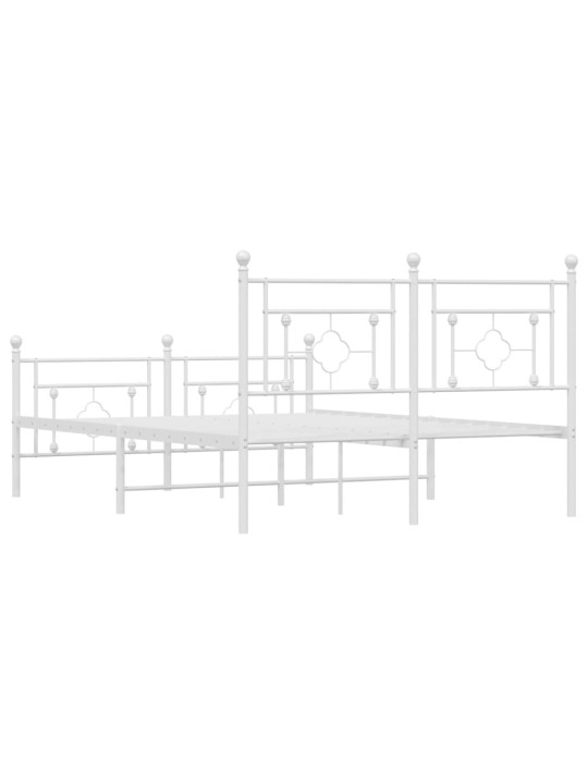 Gultas rāmis ar galvgali un kājgali, balts metāls, 135x290 cm