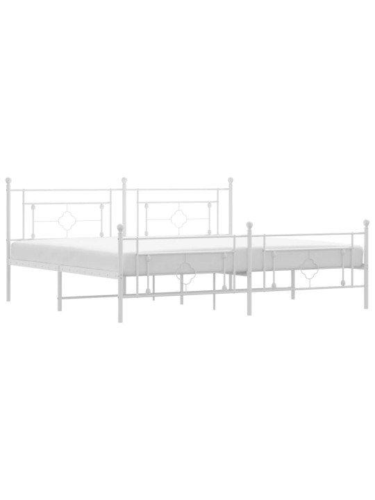 Gultas rāmis ar galvgali un kājgali, balts metāls, 200x200 cm