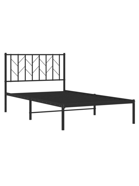 Gultas rāmis ar galvgali, melns metāls, 100x200 cm