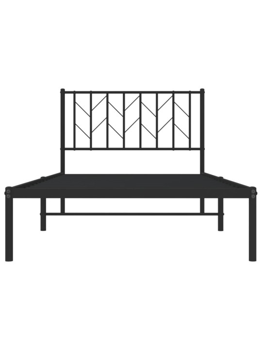 Gultas rāmis ar galvgali, melns metāls, 100x200 cm