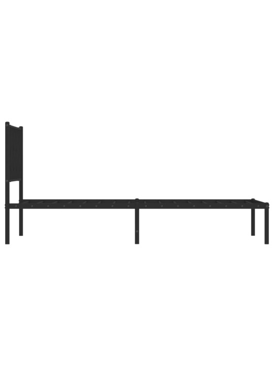 Gultas rāmis ar galvgali, melns metāls, 100x200 cm