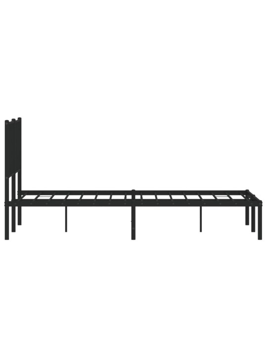 Gultas rāmis ar galvgali, melns metāls, 135x190 cm