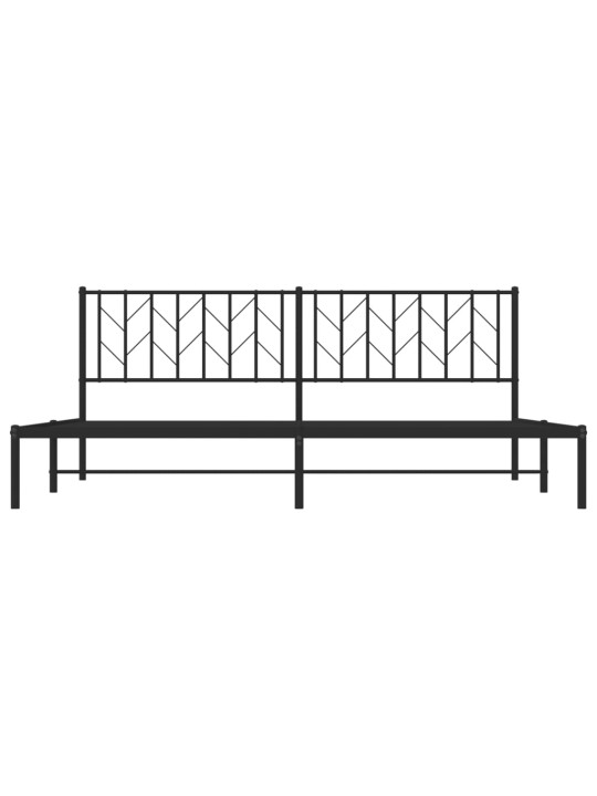 Gultas rāmis ar galvgali, melns metāls, 200x200 cm
