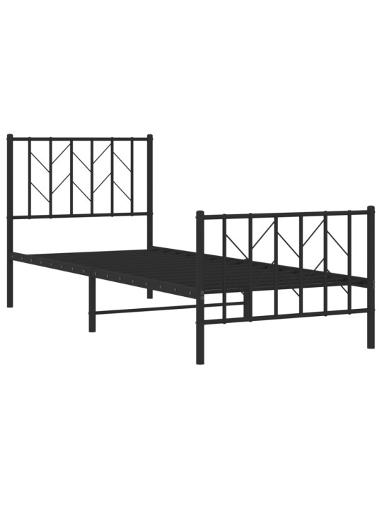 Gultas rāmis ar galvgali un kājgali, melns metāls, 80x200 cm