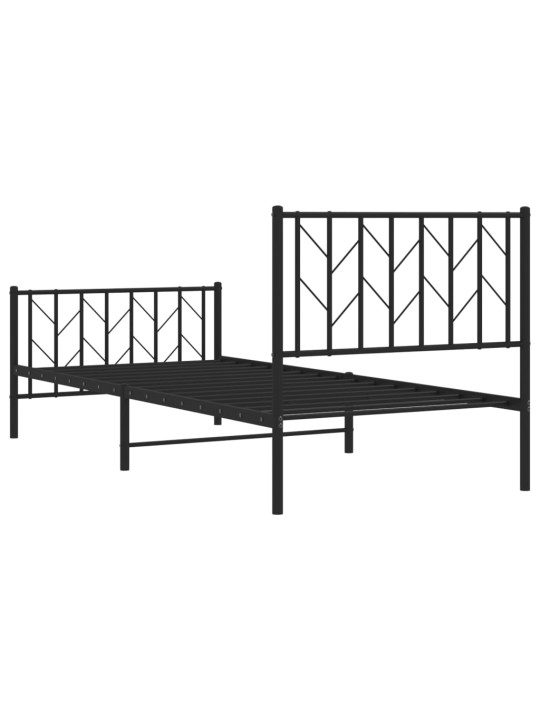Gultas rāmis ar galvgali un kājgali, melns metāls, 90x200 cm